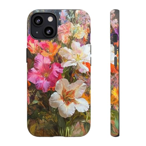 Coque rigide mate bouquet floral coloré iPhone 13 multicolore protection