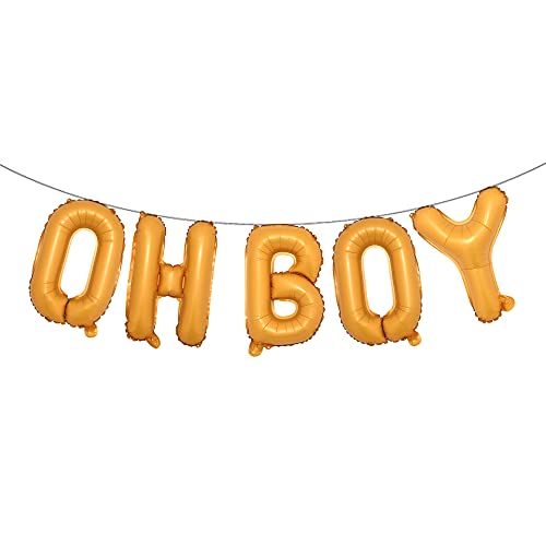 16 inch Oh Boy Balloons Banners Alphabet Foil Letter Balloon Decoration with Rope for Baby Shower Birthday Party Gender Reveal Party (OH BOY Orange)