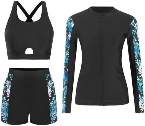 SEAUR Dames full-body badpak eendelig ritssluiting front Rash Guard badkleding UPF 50 duikbadpak met lange mouwen om te snorkelen, Zwart Mix Blauw, L SEAUR Dames full-body badpak eendelig ritssluiting front Rash Guard badkleding UPF 50 duikbadpak met lange mouwen om te snorkelen, Zwart Mix Blauw, L
