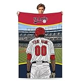 CTAOOEN Custom Flannel Blanket with Baseball Player with Any Name and Number, Personalized Throw Blanket with (St. Louis) Baseball Team Star Art Print for Kid Adult