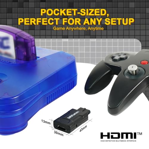 Adapter HDMI N64 - obsługuje przełącznik 16:9/4:3, mini konwerter HD 720P/1080P z automatycznym S-Video i Composite, adapter do gier wideo Plug & Play, bez opóźnień, konwerter HD do konsoli N64/SNES