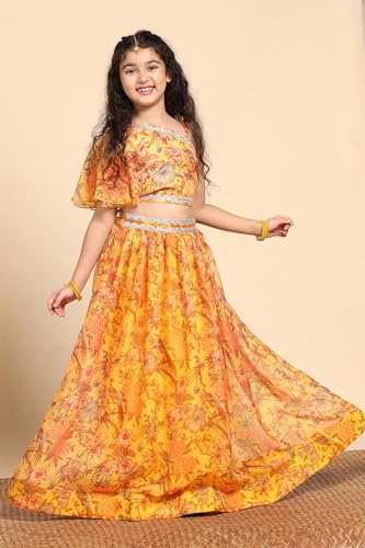 Image of Fashion Dream Girl's Silk Blend Readymade Lehenga Choli Set |Lehenga Choli for Girls|Ethnic Wear|Kids Lehenga