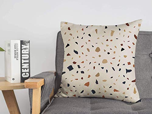 Taie d'oreiller Agate Rose Terrazzo Ditzy Mosaïque De Pierre Brisée Béton Noir Marbre Confettis Ditsy Foncé Taie Oreiller Imprimé Housse De Coussin, pour Lit, Chaise, Voiture, 45x45cm