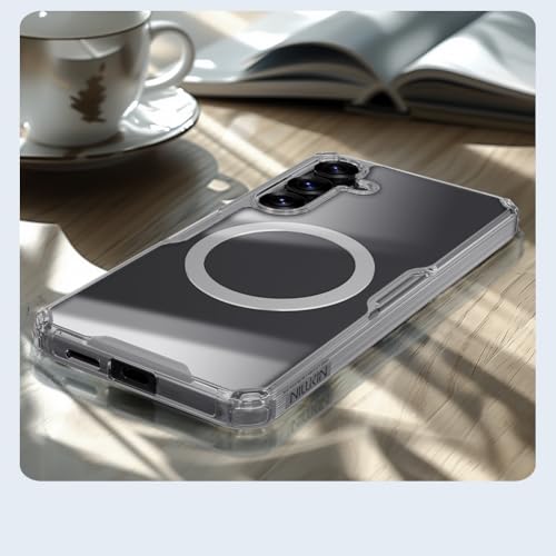 Image of Nillkin Case for Samsung Galaxy S25 (6.2 inch Inch) Nature TPU Pro Magnetic Works with Magsafe Charger Hard Borders + PC Back & Impact Resist Edges Soft Flexible White Color