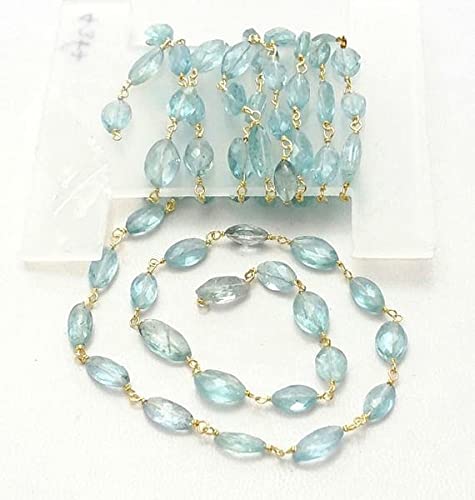 Chaîne en aigue-marine facettée et or 24k pour joaillerie