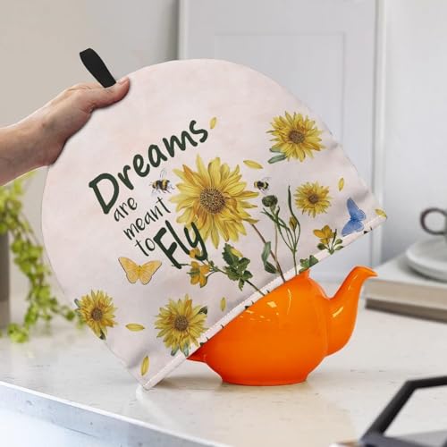 Image of Generic Hudotybom Sunflower Print Tea Cozy for Teapot Insulated Large Teapot Cover to Keep Warm Tea Kettle Cover Machine Washable Coffee Pot Cloth Covers Kitchen Home Decorations for Housewife Mom