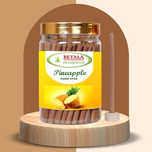 Image of Betala Fragrance Pineapple Flavour Dhoop Sticks for Pooja. Pack of 200 g with Dhup Stick Stand Holder