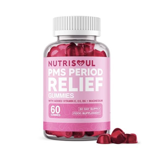 PMS Period Relief Gummies | Supplement for Women | 2000mg Magnesium with Vitamins B6, E, D3 & Dong Quai | 60 Non-GMO, Vegan, Gluten Free Capsules with Chasteberry Extract | Natural Ingredients
