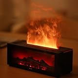 【YURAMEKI】暖炉型 アロマオイル対応 加湿器 たき火 アロマディフューザー 空焚き防止機能 USBType-C給電 (ブラック)