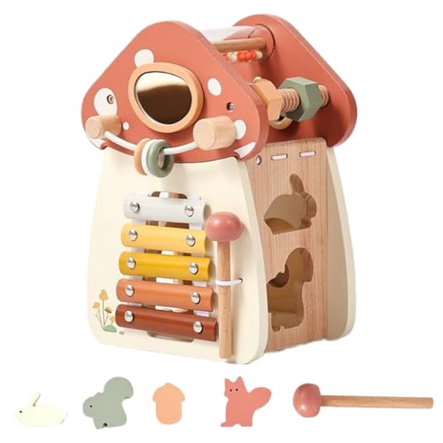 Juguetes de madera para bebés y cubo de actividades interactivo infantil 3