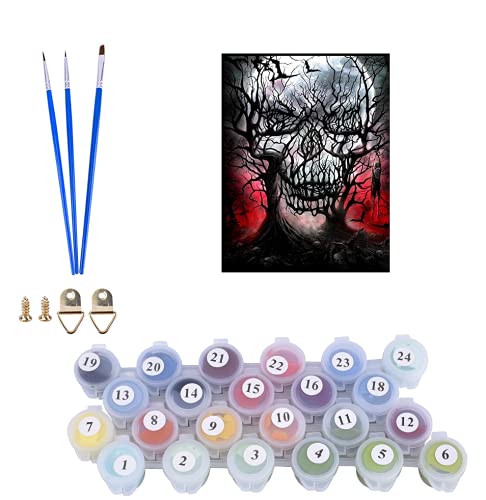 Acengxi Paint By Numbers Halloween Diy Paint By Numbers Kits Skull Diy Canvas Paint By Numbers Skull Acrylic Painting Home Decor Halloween Paint By Number For Adults Kids Beginners Sugar Skull 16X20In #TOP5