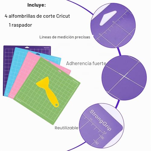 Miniatura 3 de Lcouaceo Tapete De Corte Para Cricut Maker 3 Maker Explore 3 Air 2 Air One, 4 Diferente Adhesivas Tapete De Corte Para Cricut, 30,5 X 30,5 Cm Standardgrip Lightgrip Stronggrip Fabricgrip