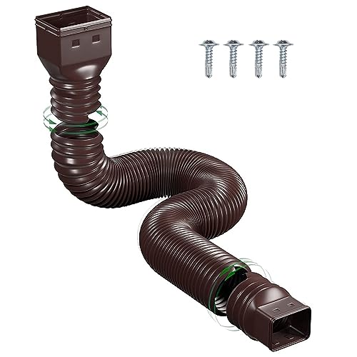 ciciglow Alargador para bajante, extensión flexible para canalón, conector para canalón, tubo de drenaje de agua de lluvia, extensiones de drenaje para boquilla de 20 pulgadas a 59 pulgadas (marrón)