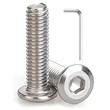 M3 x 12mm 50 Pcs Flat Round Head Hex Socket Cap Screws, 304 Stainless Steel Bolts, Fully Threaded, Bright Finish, Includes Hex Wrench, Furniture, DIY, 3D Printing