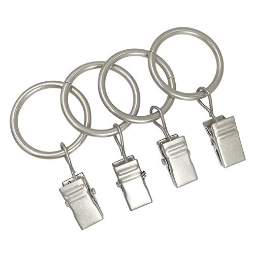 Amzseven 44 Pack Metal Curtain Rings With Clips, Curtain Hangers Clips, Drapery Clips With Rings, Drapes Rings 1 In Interior Diameter, Fits Diameter 5/8 In Curtain Rod, Matte Silver #TOP6