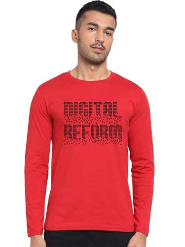 Image of Bewakoof Men's Graphic Print Regular Fit Full Sleeve Round Neck Cotton T-Shirt
