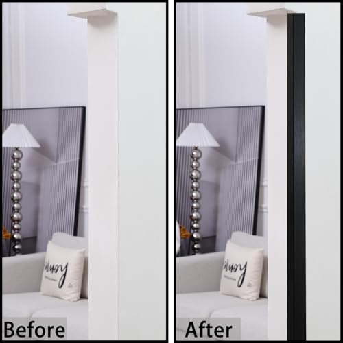 Image of Trimold Brushed Black Aluminum Peel and Stick L Molding Corner Guards with 90 Angle for Wall Door Frame Cabinet Baseboard Protection and Decoration, 35.4in x 0.8in (3Pcs)