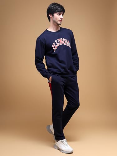 Image of Cotton Fleece Regular Fit Full Sleeves Sweatshirt & Lower Combo Set Tracksuit With Kangaroo Pockets For Men| Gym Home Workouts Training Jogging Hiking