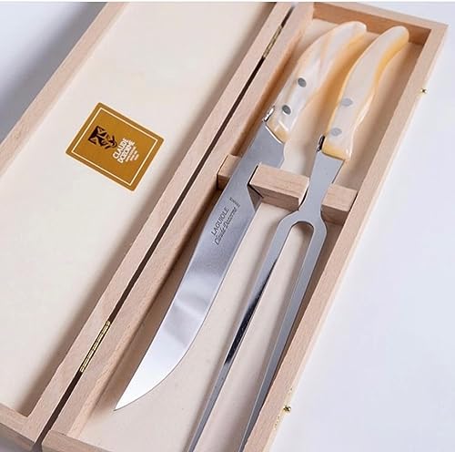Laguiole Carving Set 2-Pieces Berlingot Pearl (Nacre color handle) 12