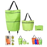 2023 New 2 in 1 Foldable Shopping Cart, Portable Collapsible Shopping Bag with Wheels, Lightweight W
