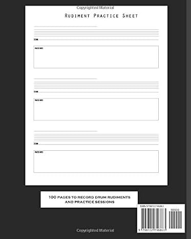 Drum Rudiments Practice Book - Feel the Rhythm Play Hard: Drum Notation and Practice Notebook | keep track of drumming practice inc. fills, beats & ... - ideal for drum school & classes, rock bands