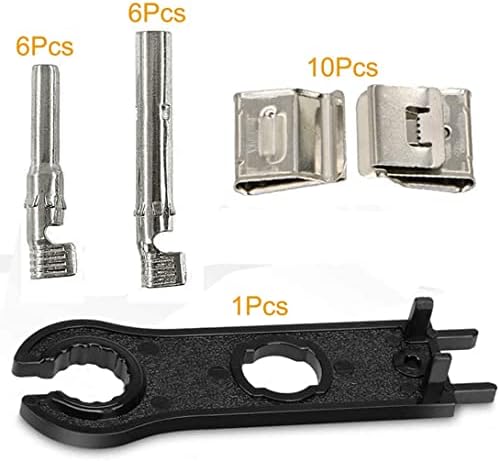 Solar Crimper Tool Kit, Solar Panel Cable Wire Connector with 1 MC4 Crimper Tool, 6 Pair Male Female MC4 Connectors, 10pc Wire Clip, 2pc Spanner Wrench for 2.5-6.0mm², 26-10 AWG Solar Panel Wiring Kit