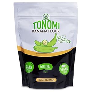 Tonomi All Natural Banana Flour, Non-GMO, Gluten-Free & Grain-Free All-Purpose Wheat Flour Alternative, Great For Baking, Cooking, Paleo Diets, Kosher and Halal Verified | 1lb Bag