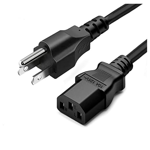 Standard 5ft (1.5m) 10 Amps 125 Volts Black 3 Prong AC Power Cord Cable for Electronics, TV, Computer, Printer, Radio, Monitor, Samsung, Dell, Vizio, LG, Asus, Laptop and More