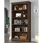 TVU 5-Tier Wooden Bookshelf, 65 Inch Tall Bookshelf with Storage, Floor Standing Modern Style Display Bookcase for Living Room, Office, Study Room, Entryway, Brown - Image 2