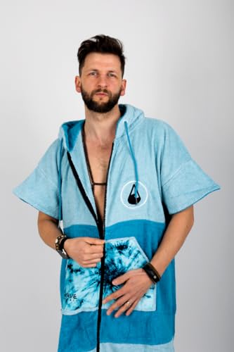 WAVE HAWAII Poncho de surf zippé en coton écologique, pour tailles 155–185 cm, natation, plage et surf, poncho de douche pour homme et femme adulte (Flyh) – vue 7