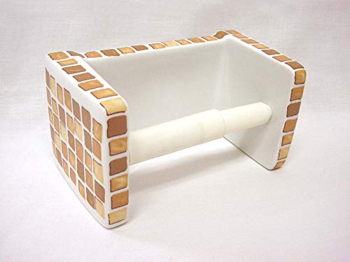 PORTAROLLOS Porta Rollo BAÑO Papel HIGIENICO Pared Cubo Porcelana Mosaico Marron Cover
