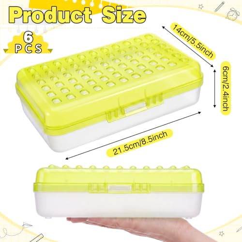 Image of Blulu 6 Pack Plastic Pencil Boxes Bulk Large Pencil Case,Yellow | 8.5 x 5.5 x 2.4in, with Snap Lid, Large Capacity Pencils Holder for Organize and Carry, Watercolor Pens Stationery for Office