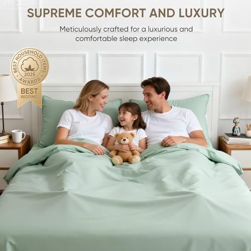 TWK 1200 Thread Count 100% Egyptian Cotton Sheets Bed Set,Thickness,Long-Lasting Durability,Resists Pilling,Deep Pocket Up to 18",with a Laundry Bag (Mineral, King) - 2