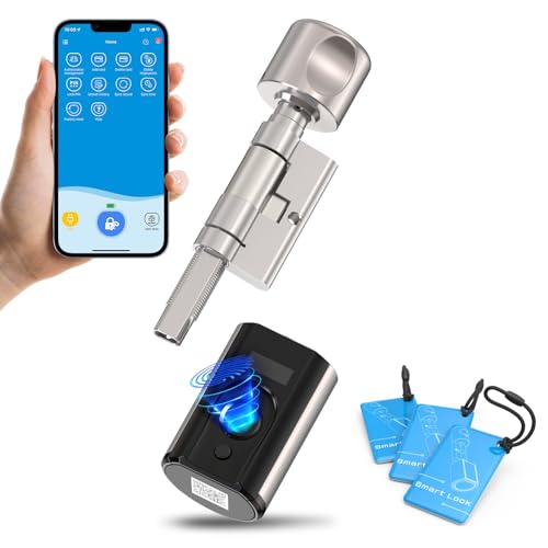 WELOCK Touch61 Fingerabdruck Elektronisches Türschloss Haustür Schloss Schließzylnder,Biometrischer Fingerabdruck und RFID-Karte Bluetooth Arbeiten APP IP65 für 30-70mm Türen., 119 €