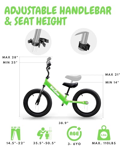 Image of bicystar 14 Inch Balance Bike for Kids 3-5, Air Rubber Tires, Pink
