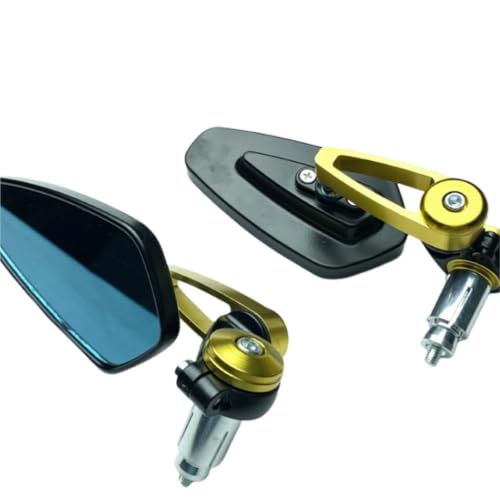 Espejos retrovisores de manillar 22mm de moto universales dorados para scooter