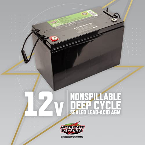 Image of Interstate Batteries 12V 110 AH SLA /AGM Deep Cycle Battery for Solar, Wind, and RV Applications - Insert Terminals (DCM0100)