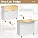 Shintenchi Kitchen Island with Folding Drop Leaf, Rolling Island Table with Storage, Kitchen Cabinet on Wheels with Seating Area for Kitchen, Bar Cart with Cabinet, White