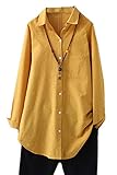 Minibee Women's Cotton Casual Shirts Vertical Stripes Tops Linen Blouse Button Down Tunic Clothing for Women XL Yellow