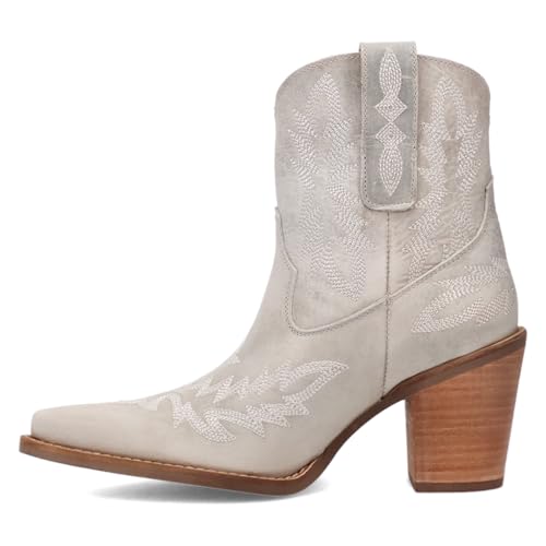 Dingo Womens Rocky Southwest Snip Toe Pull On Casual Boots Ankle Low Heel 1-2" - Off White3