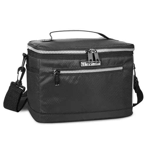 Kato Tirrinia Bolsa isotérmica plegable pequeña de 8 L (15 latas), bolsa térmica para almuerzo, bolsa térmica para el trabajo, para hombre, mujer y niños, color negro