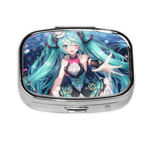 初音 ミク 金属携帯用ピルケース 習慣薬箱サプリケース 老人子供用旅行コンパクトポーチ