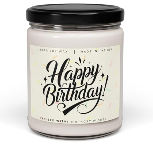 Birthday Gifts for Women, Happy Birthday Candle – Scented with Relaxing White Sage + Lavender - 9oz, Soy Wax, 50 Hour Burn, Premium Candle Gift for Her, Friend, Daughter, Sister, Wife, Coworker