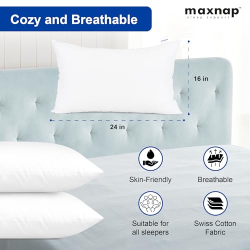 Image of Fresh Resto Hollow Fiber Sleeping Pillow | Soft & Fluffy Support | White | 24 x 16 Inch | Pack of 2