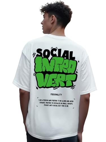 Image of Bewakoof Men's 100% Cotton Printed Oversized Fit Round Neck T-Shirt