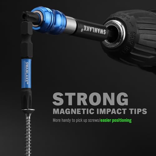 Image of SWANLAKE Impact Torx Bit Set, 27-piece (TT7-TT40) 1''&2'' Security Tamper Proof Magnetic Screwdriver Bits, CNC Machined Tips, S2 Steel Long Torque Star Bits with 4'' Impact Bit Holder and Storage Box