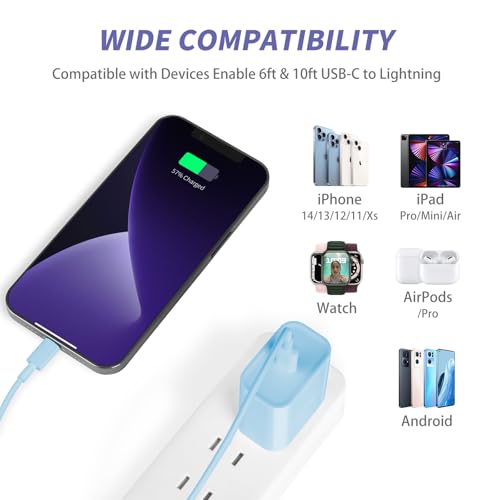 Image of iPhone Charger Fast Charging,[MFi Certified] 2Pack 20W Type C Fast Charger Block with [10FT&6FT] USB C to Lightning Cable Compatible for iPhone 14 /13 /12 /11 Pro Max /Xs Max /XR /X,iPad