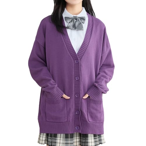 [Wowcarbazole] スクールカーディガン 制服 学生 制服カーディガン 女子 スクール カーディガン 無地 通学 セーター学生 ゆったり 大きい スクールニット 学校制服 綿 春秋冬