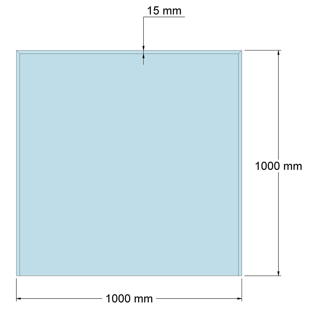 Feuercampus Funkenschutzplatte Glas Quadrat 100x100x0,8 cm ESG Kamin Bodenplatte hitzebeständig Schutzplatte Feuerstelle Ofenunterlage Sicherheitsglas Funkenschutz Kamin Glasplatte