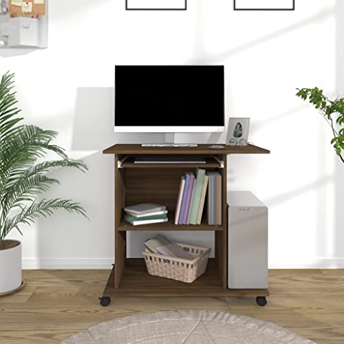 WIFESE Mobiler Schreibtisch Braun Eichen-Optik 80x50x75 cm Holzwerkstoff Bürotisch Computertisch Gaming Ecktisch Kinder Schreibtisch Laptop-Tisch für Studentenwohnheime Arbeitszimmer Vintage Stil